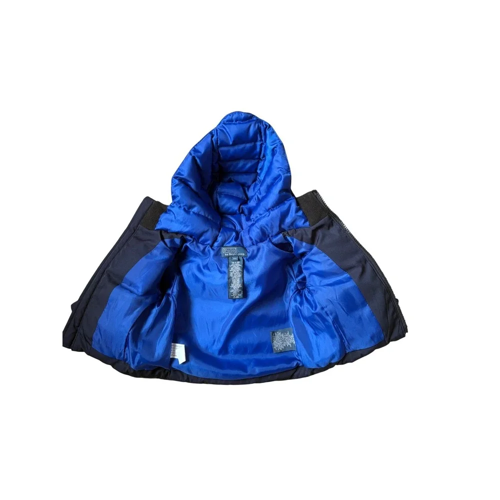 Polo Ralph Lauren Kids Navy Blue Big Pony Down Puffer‎ Jacket 9M Hooded Coat